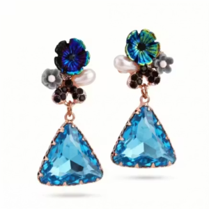 Trendy Sky Blue Triangle Stone Drops Earrings for Women & Girls