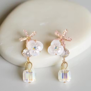 Premium Crystals Floral Drops Earrings for Women