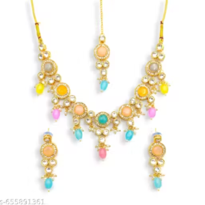 Traditional Multicolor Kundan Necklace Set for Women