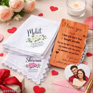 Personalized Name Printed Handkerchief & Photo Keychain