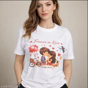 Gift for Wife & girlfriend – Forever in Love Printed White T-Shirt