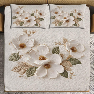 Rosealia Premium Bedsheet Set with Quilted Look Design (90 x 100 Inches)