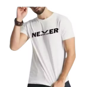 Men'S Printed Polyester Tshirt Never Give Up White