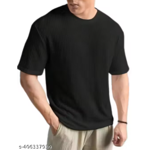 Chughz Latest Men'S Printed Typography Round Neck Cotton Blend Black T-Shirt