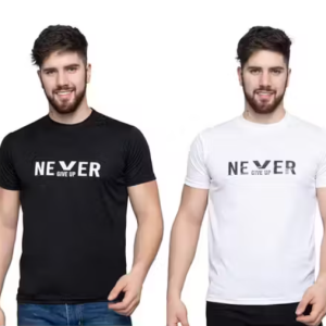 CHUGHZ Men's Round Neck Printed Never Give UpT-shirt