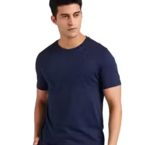 Si-Squad Solid Polyester Fit Half Sleeves T-Shirt for Men Navy BLue