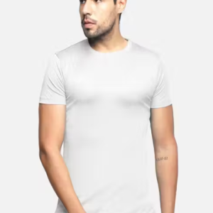 Si-Squad Solid Polyester Fit Half Sleeves T-Shirt for Men White