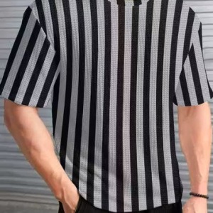 Chugh'z Men's Self Designed Striped Oversize T-shirts