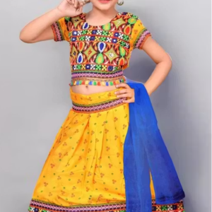 Yellow Bandhani Chaniya Choli For Girls