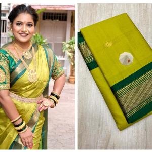 Cotton Silk Pai Thani Border Saree with Contras Blouse ,Zari Border