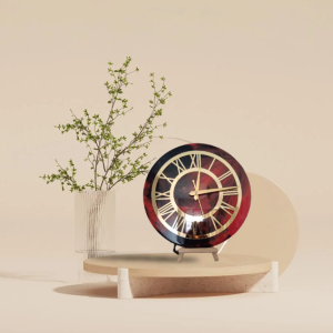 Resin Handmade Red And Black Color Wall Clock