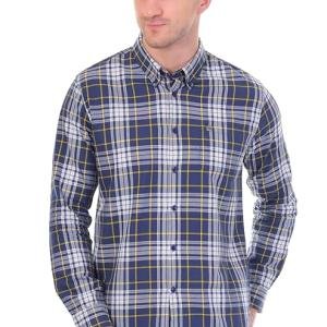 Primarily Blue Checked Slim Fit Casual Shirt