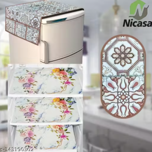 HD Premium Quality Fridge cover for Top with 1 Pec of handle and 3 pec of fridge mat - set of 5 pec