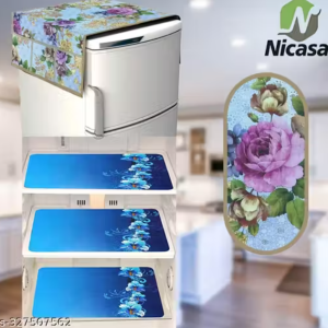 HD Premium Quality Fridge cover for Top with 1 Pec of handle and 3 pec of fridge mat - set of 5 pec
