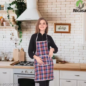 NICASA Kitchen Apron- Waterproof /Oil-Proof - Adjustable Aprons with Pockets for Women Men Washable - Pack of 1 (color As per availability)