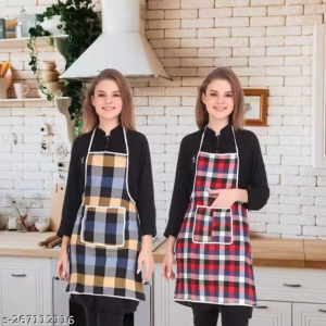 NICASA Kitchen Apron- Waterproof /Oil-Proof - Adjustable Aprons with Pockets for Women Men Washable - Pack of 2 (color As per availibility)