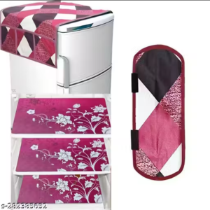HD Premium Quality Fridge cover for Top with 1 Pec of handle and 3 pec of Fridge Mats - Set of 5 piece