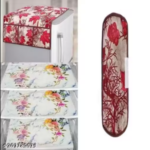 NICASA HD Premium Quality Fridge cover for Top with 1 pec handle and 3 pec fridge mats - Set of 5 piece