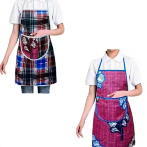 Nicasa Cotton Waterproof Kitchen Apron with Front Pocket Set of 2 Pcs (Color As Per Availability)