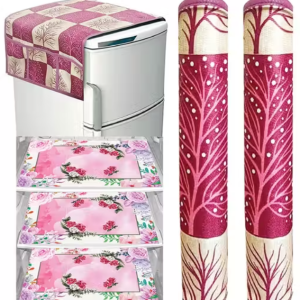 NICASA HD Premium Quality Fridge cover for Top with 2 pec handle set and 3 pec fridge mats - Set of 6 piece