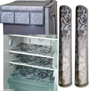 Fridge Cover with 6 Utility Pockets, 6 Pcs Fridge Mat & 2 Handle Cover