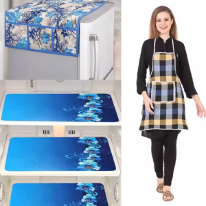 NICASA HD Premium Quality Fridge cover for Top with 3 pec fridge mats and 1 pec of Apron - Set of 5 piece