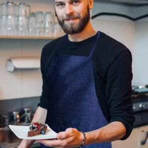 Jeans Fabric Apron Solid Blue
