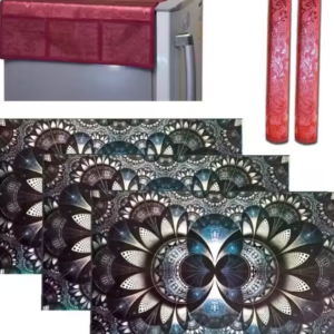 Nicasa HD Premium Quality combo of fridge top, 2 handle cover and 3 mats-set of 6 pieces