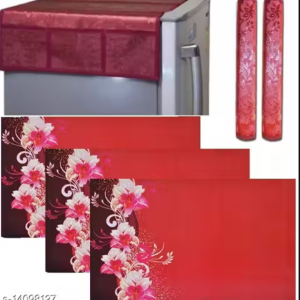 Nicasa HD Premium Quality combo of fridge top, 2 handle cover and 3 mats-set of 6 pieces