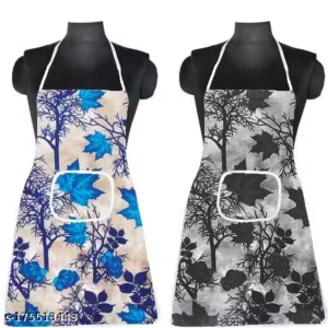 NICASA Kitchen Apron- Waterproof /Oil-Proof - Adjustable Aprons with Pockets for Women Men Washable - Pack of 2 (color As per availibility)