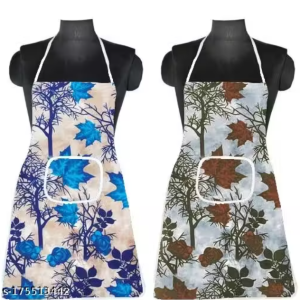 NICASA Kitchen Apron- Waterproof /Oil-Proof - Adjustable Aprons with Pockets for Women Men Washable - Pack of 2 (color As per availibility)