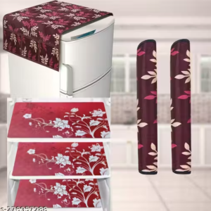 HD Premium Quality Fridge cover for Top with 2 Pec of handle and 3 pec of Fridge Mats - Set of 6 piece