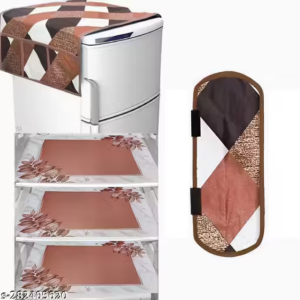 HD Premium Quality Fridge cover for Top with 1 Pec of handle and 3 pec of Fridge Mats - Set of 5 piece