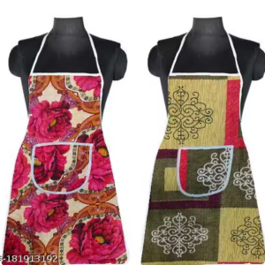 NICASA Kitchen Apron- Waterproof /Oil-Proof - Adjustable Aprons with Pockets for Women Men Washable - Pack of 2 (color As per availibility)