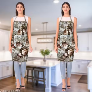 NICASA Kitchen Apron- Waterproof /Oil-Proof - Adjustable Aprons with Pockets for Women Men Washable - Pack of 2 (color As per availibility)