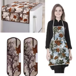 NICASA HD Premium Quality Fridge cover for Top with 2 Pec of handle and 1 pec of Aprons - Set of 4 piece