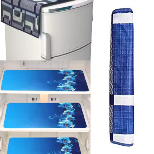 NICASA HD Premium Quality Fridge cover for Top with 1 pec handle set and 3 pec fridge mats - Set of 5 piece
