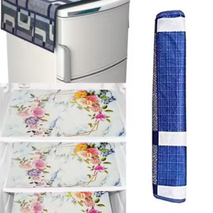 NICASA HD Premium Quality Fridge cover for Top with 1 pec handle set and 3 pec fridge mats - Set of 5 piece