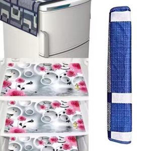 NICASA HD Premium Quality Fridge cover for Top with 1 pec handle set and 3 pec fridge mats - Set of 5 piece