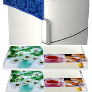 Nicasa premium fridge cover with six utility pockets and 6 fridge mats