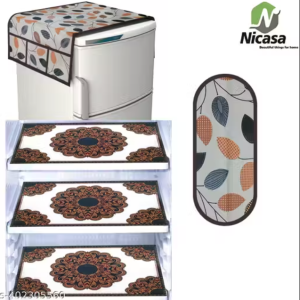NicasaHD Premium Quality Fridge cover for Top with 1 pec handle set and 3 pec fridge mats - Set of 5 piece