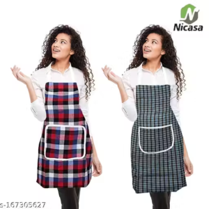 Nicasa Kitchen Apron- Waterproof /Oil-Proof - Adjustable Aprons with Pockets for Women Men Washable - Pack of 2 (color As per availibility)