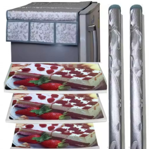Fridge Cover with PVC Mat set of 3 and 2 fridge handle cover