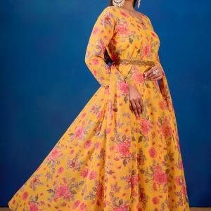 Sunshine Rose Printed Anarkali Gown