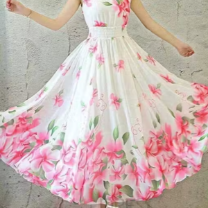 Women Maxi Pink, Beige Dress