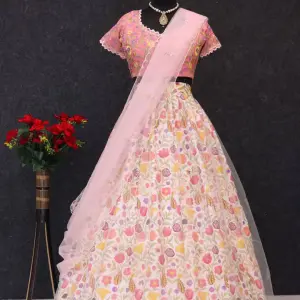 D 78 🌸 Bella Boutiques Exclusive – Pastel Floral Lehenga Set 🌸