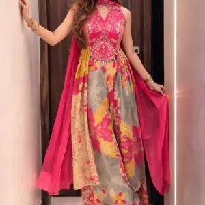 D 91 🌸💖 Designer Pink Indo-Western Lehenga Set 💖🌸