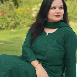 YATI Green Pure Viscose Chikankari 3D Emboss 4pcs Set