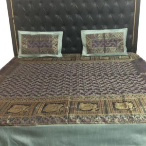 HOME FURNISHIINH PURE BANARASI BROCHET BED COVER WITH 2 PILLOW AND 2 COUSION COVER