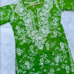 ALIA Black Pure Mulmul Chikankari Printed Short Top